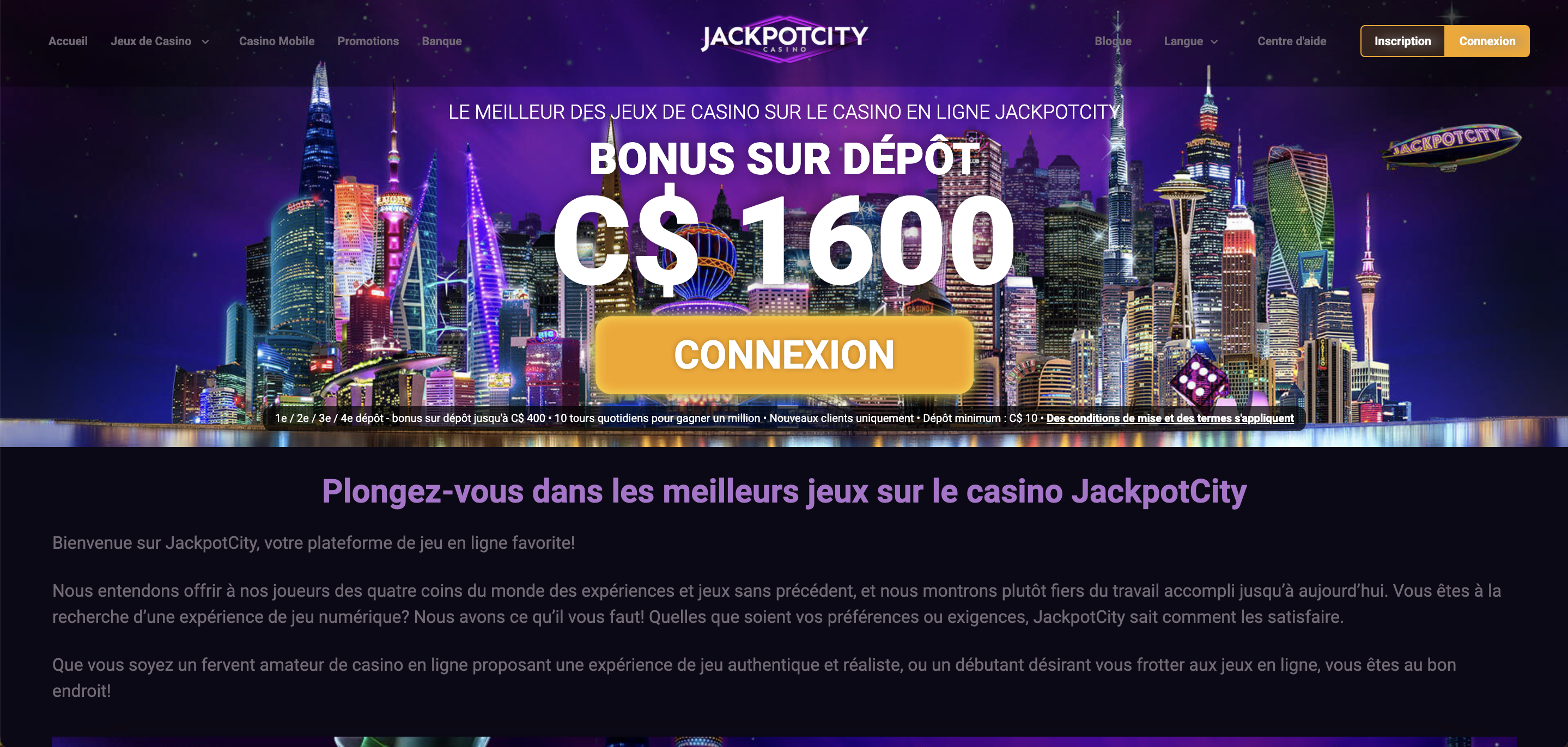 JackpotCity casino jeux