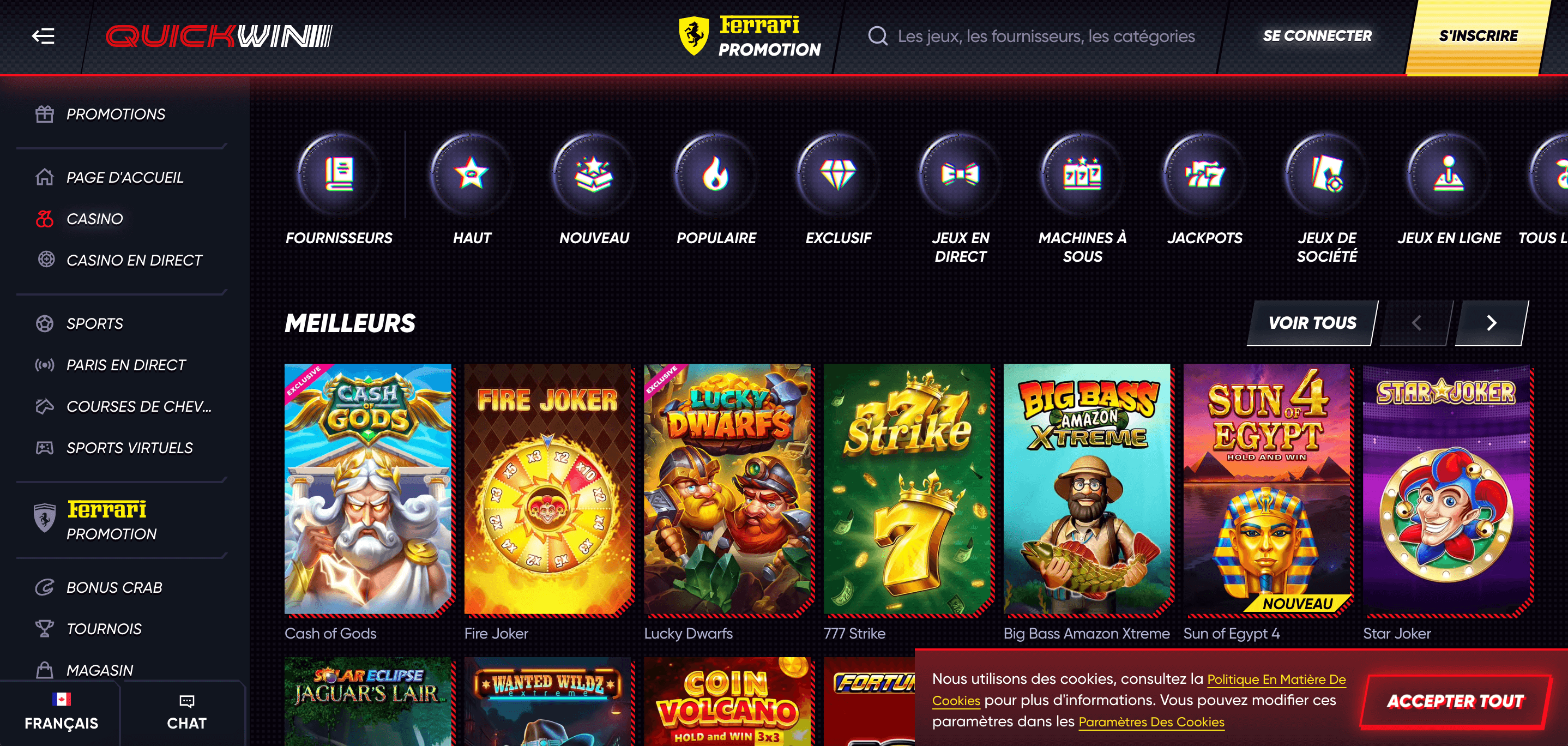 QuickWin jeux de casino